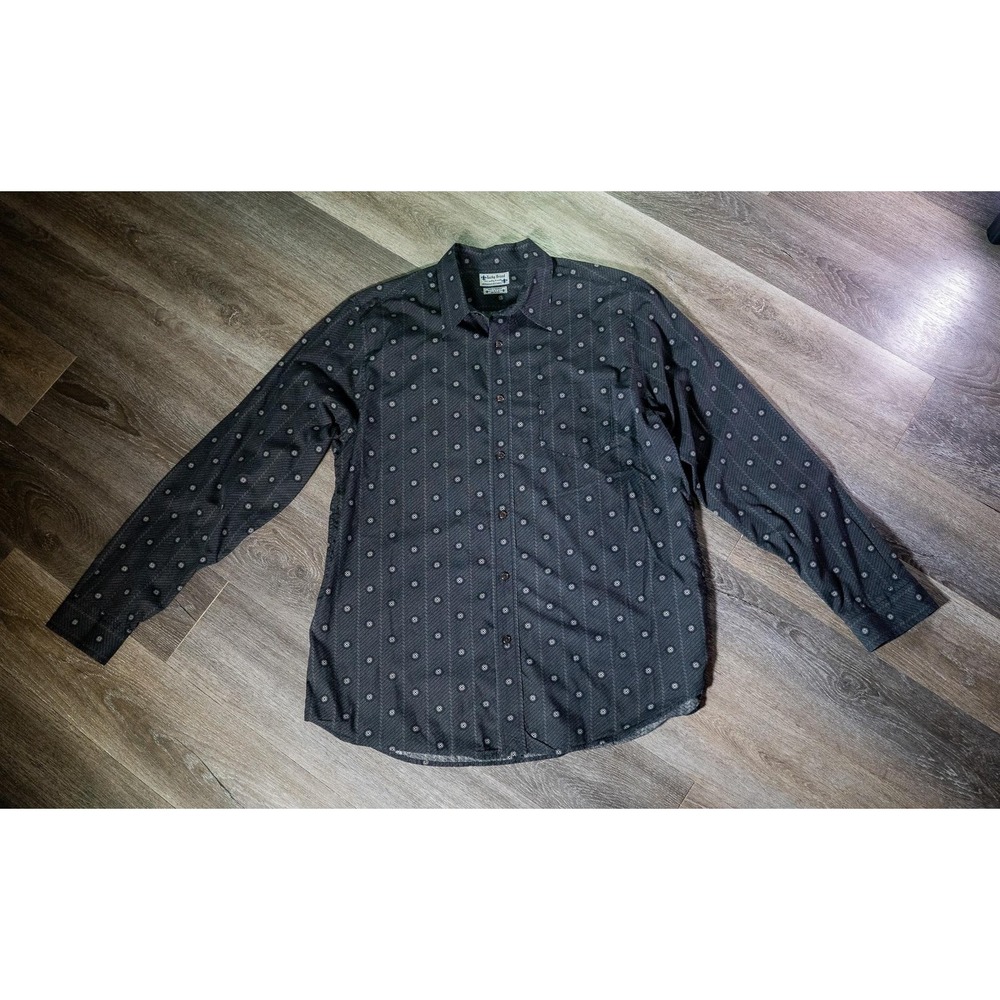 Lucky Brand Shirt Mens XL Black Geometric Print Long Sleeve Button Up Casual